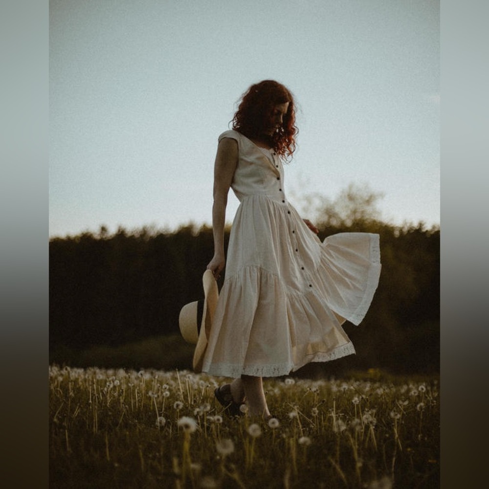Claudette Dress In Cream Organic Kala Cotton - Picture 4 of 4